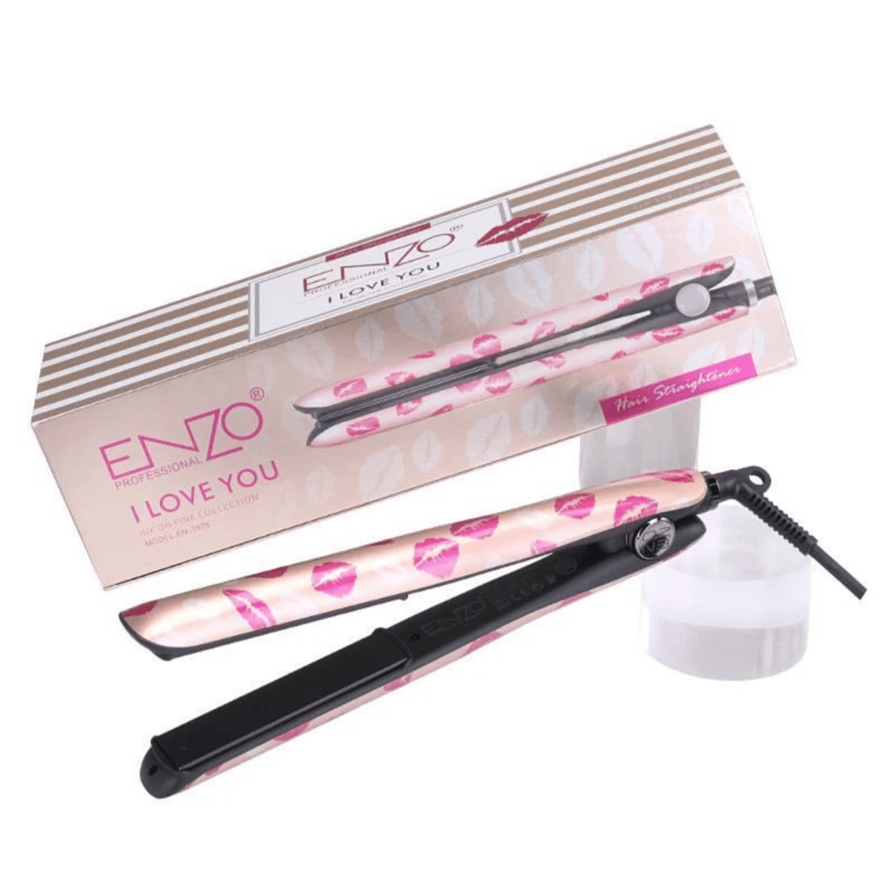 Enzo i love you ink on pink collection hair straightener