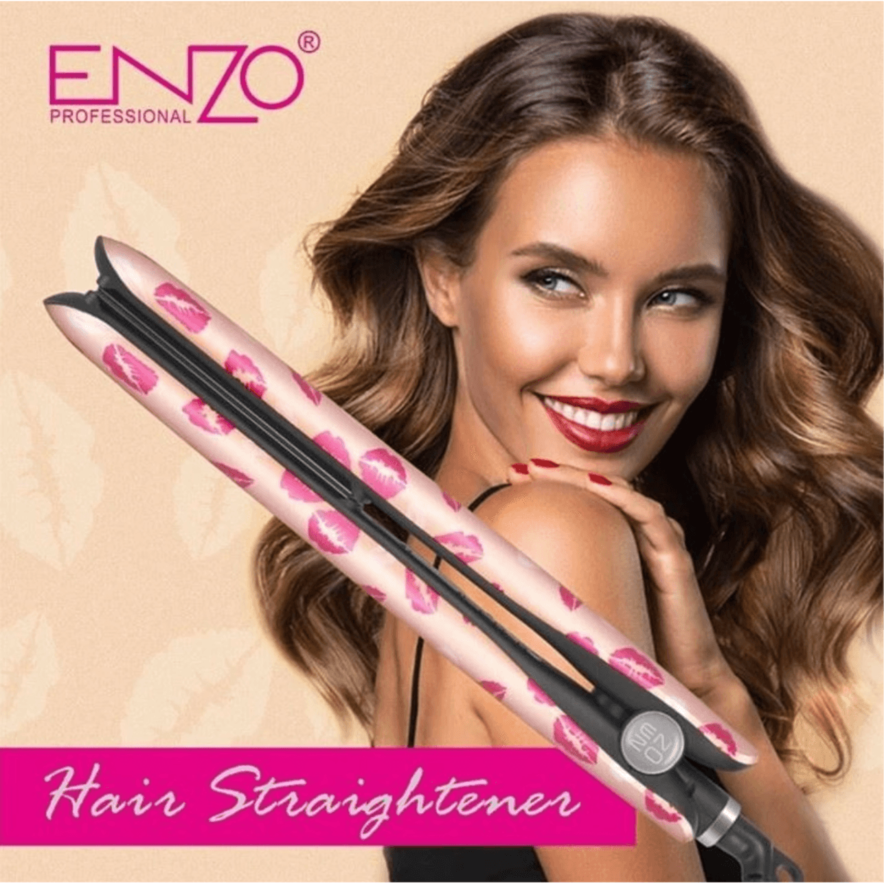 Enzo i love you ink on pink collection hair straightener