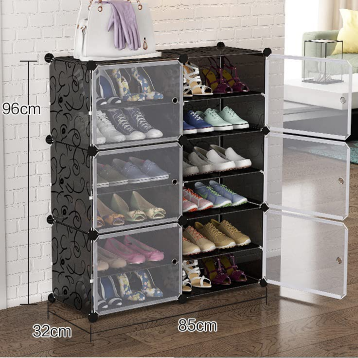 2 Column 6 Layers 6 Doors Shoe Rack