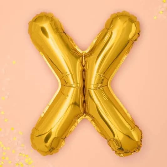 32 Inch Gold Letter X Balloon With Helium