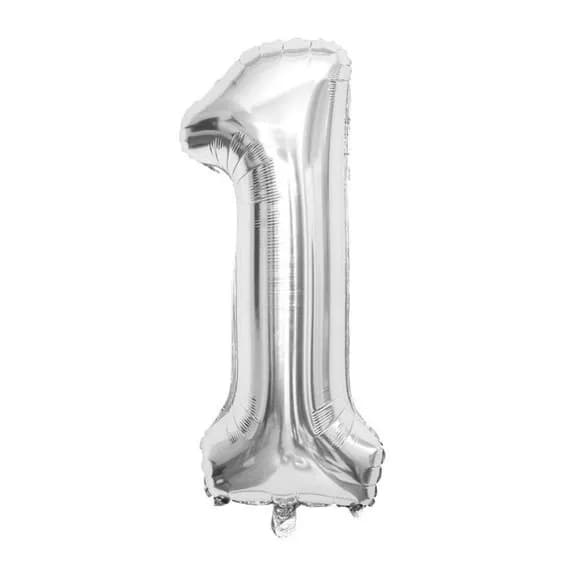 40 Inch Silver Number 1 Balloon With Helium