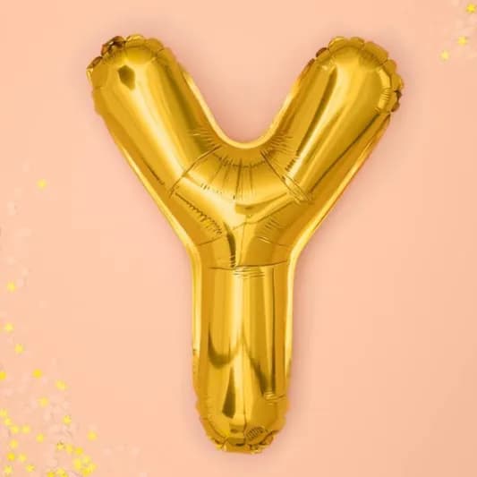 32 Inch Gold Letter Y Balloon With Helium