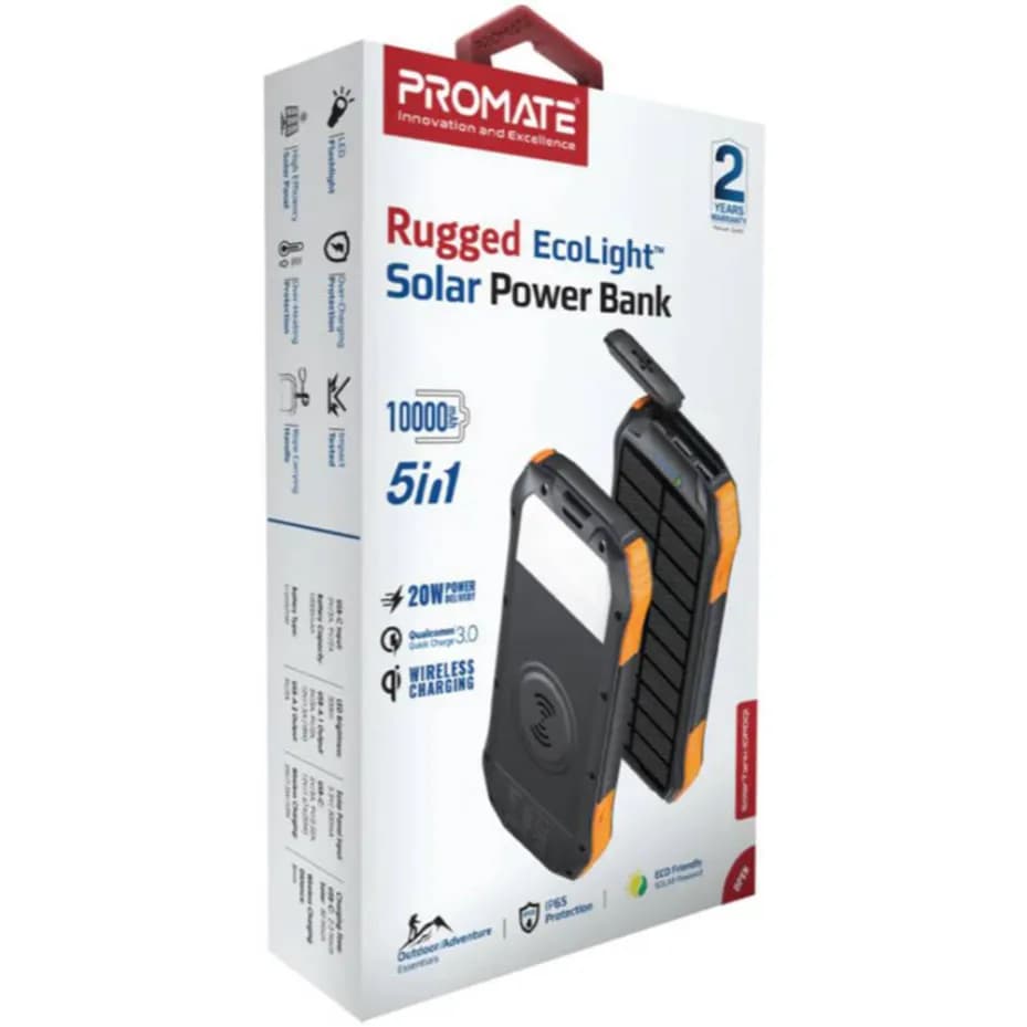 10000mAh Rugged EcoLight™ Solar Power Bank