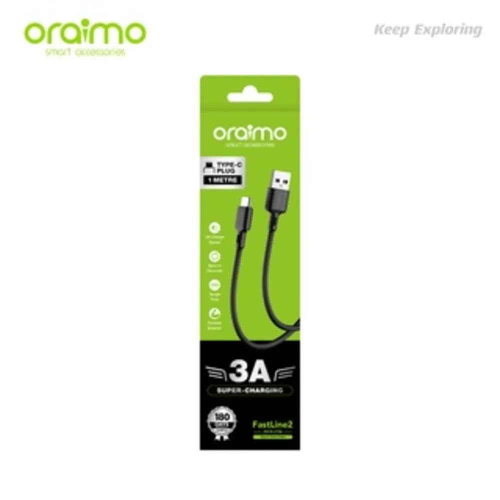 Oraimo Data Cable Usb-A To Type-C,3A Fast Charging,High-Speed Syncing,Nylon Braiding,Ultra-Strong Metal Plug,Improved Durability