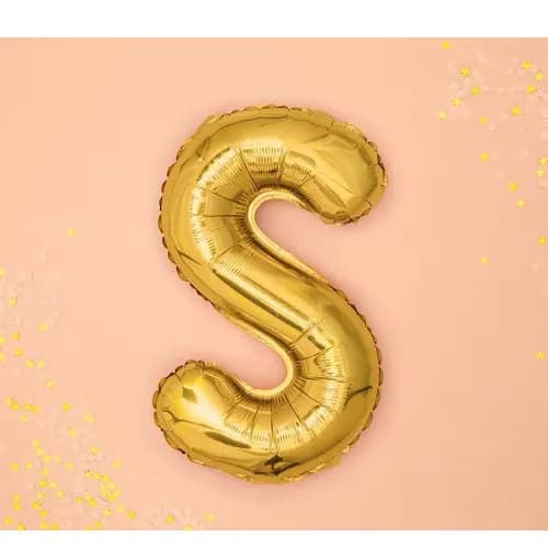 32 Inch Gold Letter S Balloon With Helium