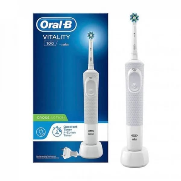 Oral-B Vitality 2D CrossAction Rechargeable white color Toothbrush with 2 minute Timer ref-code:3757 D100.431.1