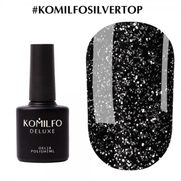 KOMILFO NO WIPE SILVER TOP COAT 8ML GEL POLISH