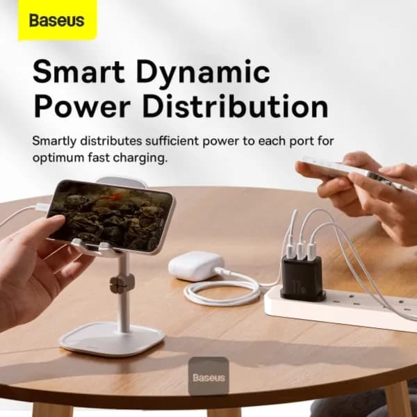 Baseus Compact Charger 3U/17W/UK - Mini Size - Smart Recognition Chips - Multiple Safety Protection Black