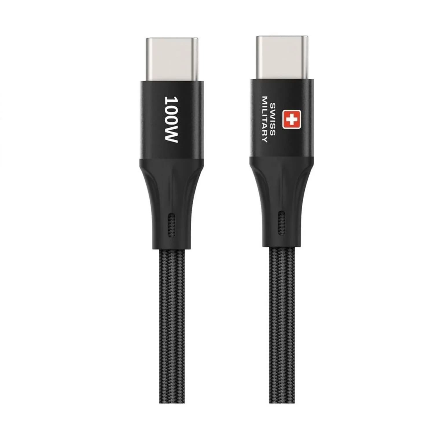 Swiss military Cable USB-C to USB-C  100W High Performance Cable SM=CB-100WPD-1.2MT-BLK, 1.2M Black