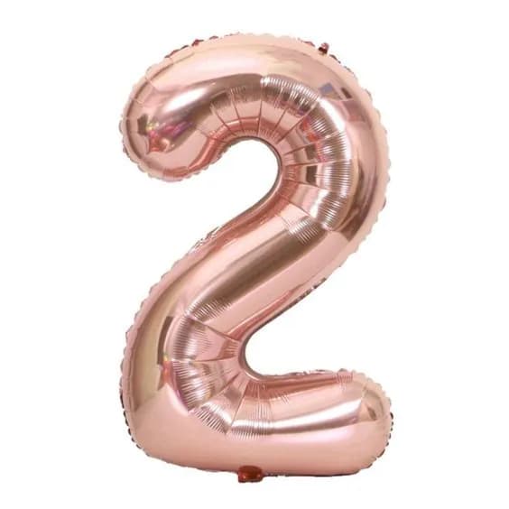 40 Inch Rose Gold Number 2 Balloon With Helium