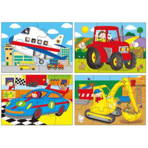 Galt 4 Puzzles In A Box - Vehicles