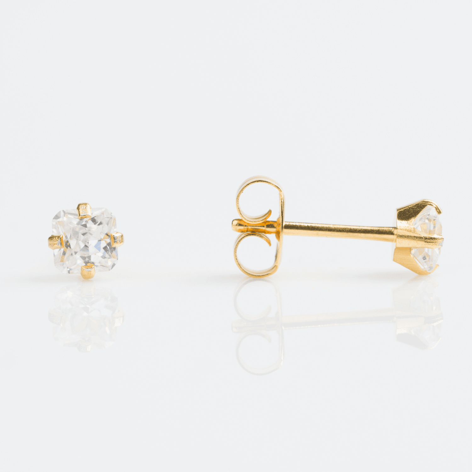 Studex Sensitive Cubic Zirconia Tiffany Princess Cut S400stx 4*4mm Gold Plated Earrings