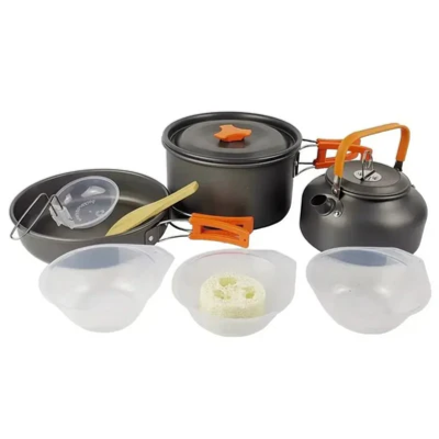 Camping Cookware Set Aluminum Nonstick Portable Outdoor Tableware Kettle Pot Cookset DS 308