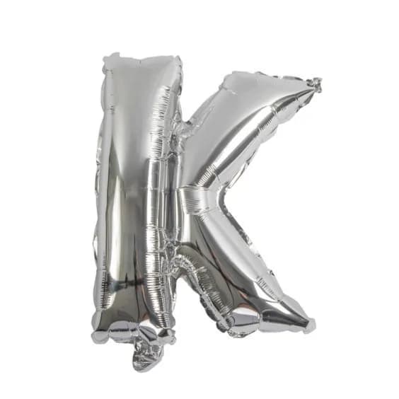 32 Inch Silver Letter K Balloon With Helium