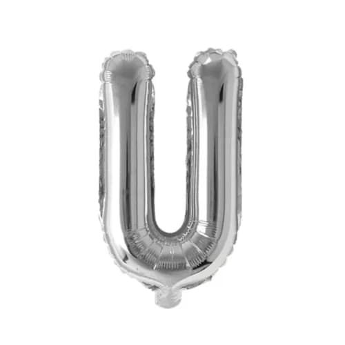 32 Inch Silver Letter U Balloon With Helium