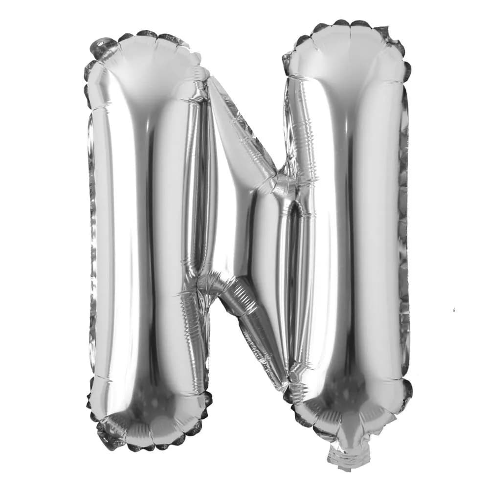 32 Inch Silver Letter N Balloon With Helium