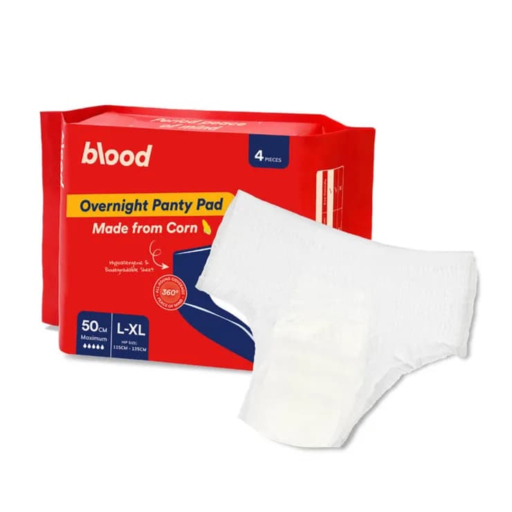 Nighty Panty with Pad Large - X Large Made from Corn , High Absorption, Hyppoallergenic, Can be used post Maternity, From Blood Singapore (4pcs/Pack)
