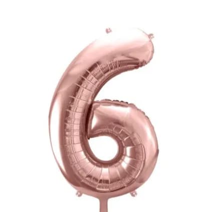 40 Inch Rose Gold Number 6 Balloon With Helium