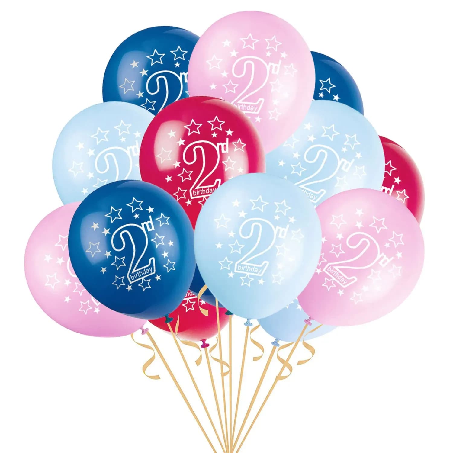 2Nd Birthday Balloons Helium Filled 10 Pcs