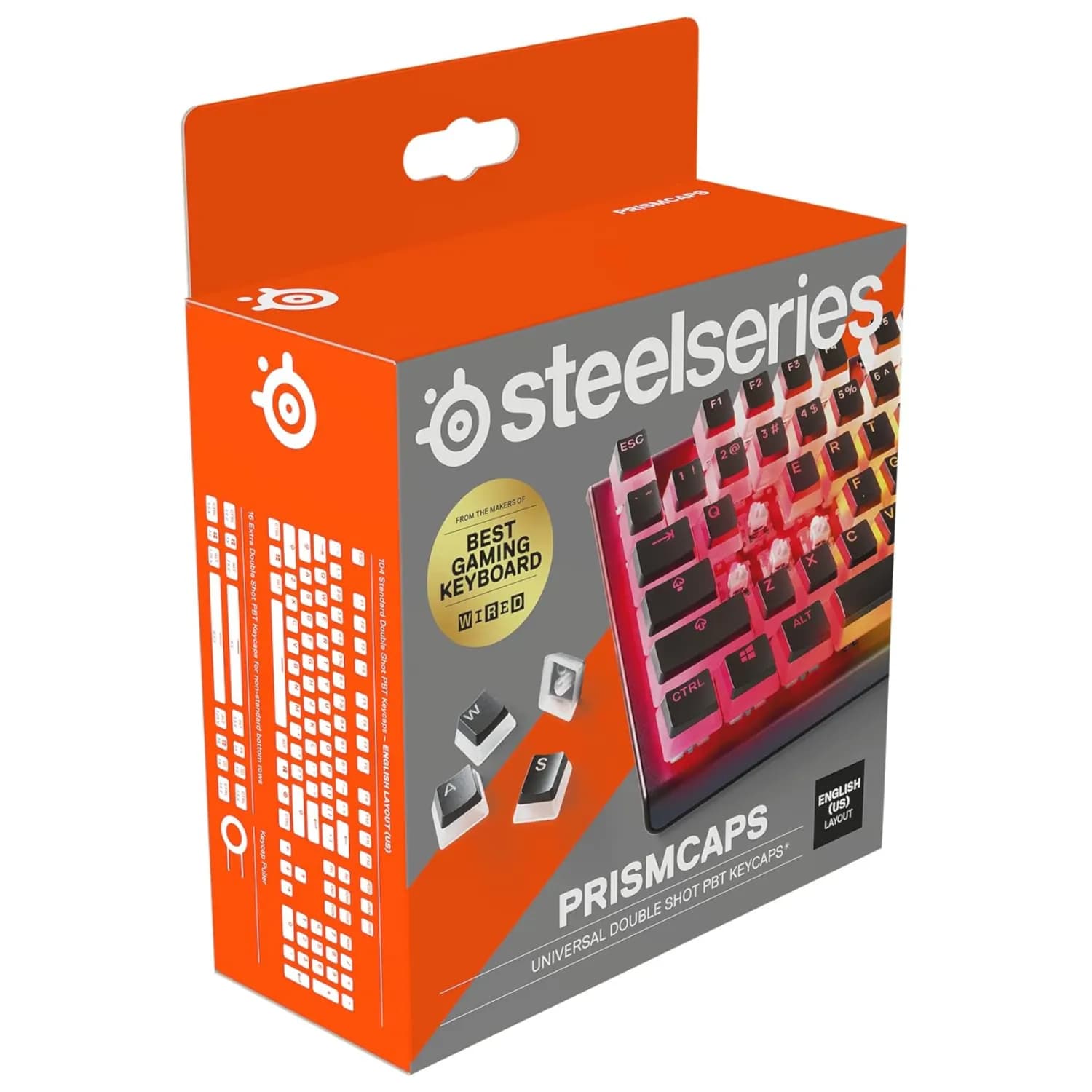 SteelSeries PrismCaps Double Shot Pudding-Style Keycaps Durable PBT Thermoplastic Compatible with Most Mechanical Keyboards MX Stems Black (US Layout)