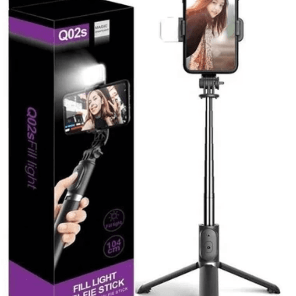 Black Q02s Flashlight Selfie Stick, Smartphones