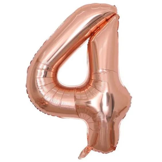 40 Inch Rose Gold Number 4 Balloon With Helium