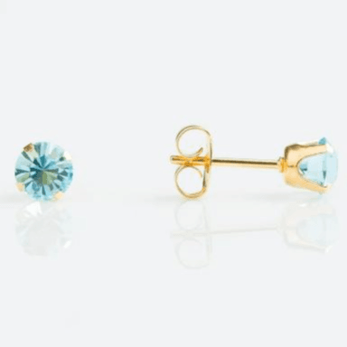 Studex Sensitive Fashion Mar Aquamarine S783stx Gold Plated 5mm Earrings