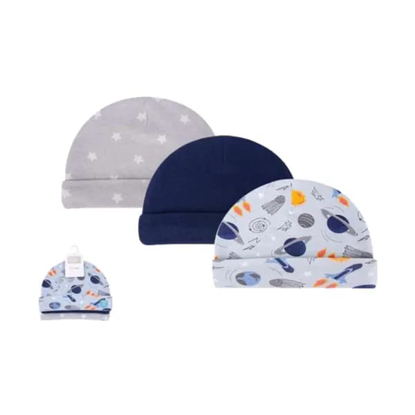 Hudson Baby Baby Cap Cotton 3 Pcs, Space