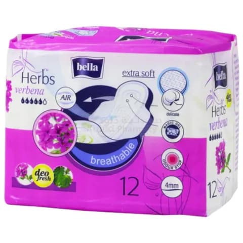 BELLA SANITARY PADS HERBS VERBANA 12"S