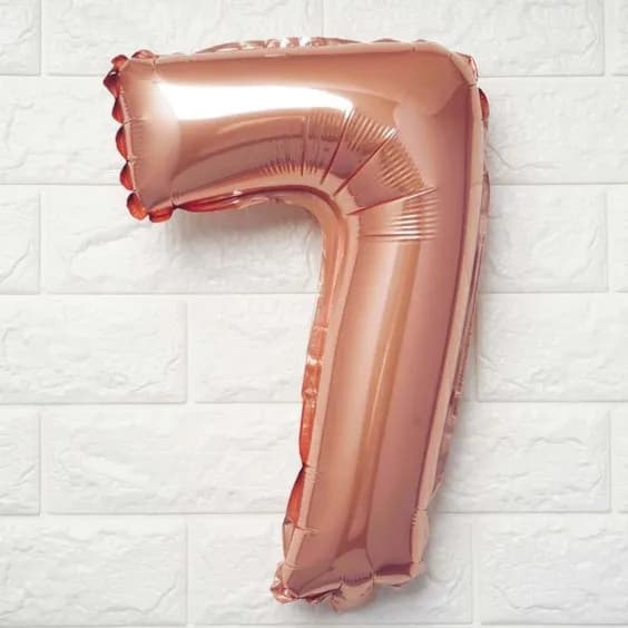 40 Inch Rose Gold Number 7 Balloon With Helium