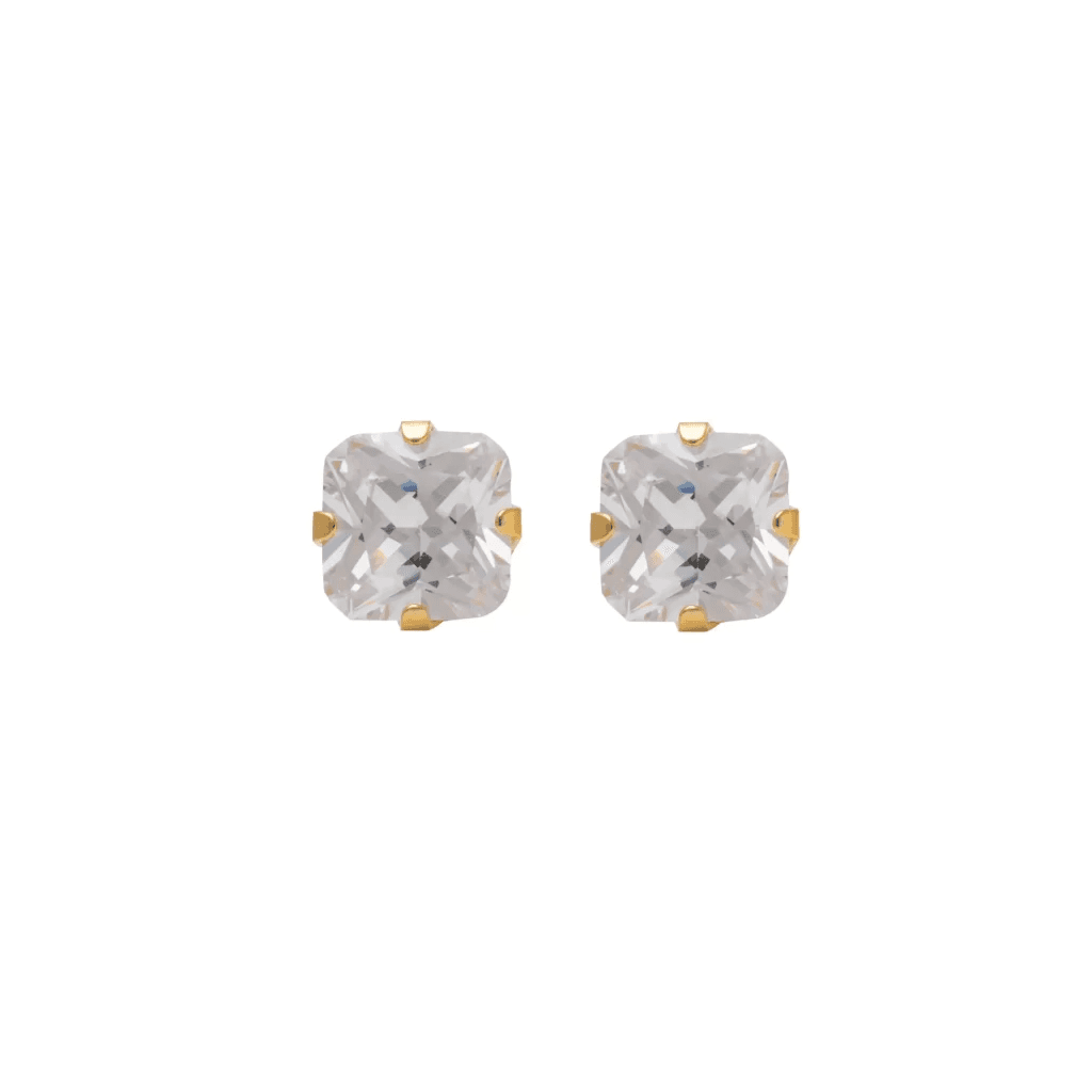 Studex Sensitive Cubic Zirconia Tiffany Princess Cut S749stx 5*5mm Gold Plated Earrings
