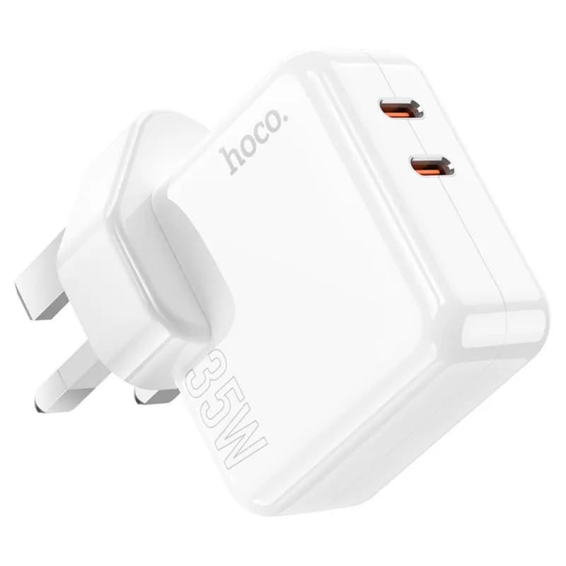 Hoco C110b Fast Wall Charger With 2 Type C Ports Usb C To C Cable 35w