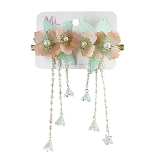 Pearl Flower Hair Clip - Flower 6 (2 Pieces)