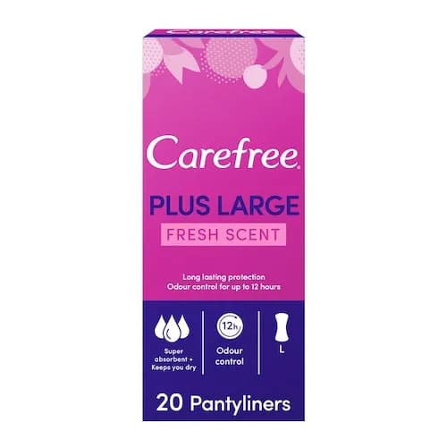 carefree plus large fresh scent 20 panty liners