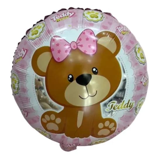 Pink Teddy Bear Rounded Helium Balloon