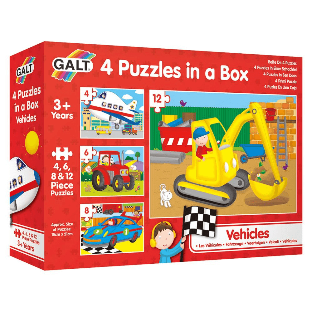 Galt 4 Puzzles In A Box - Vehicles