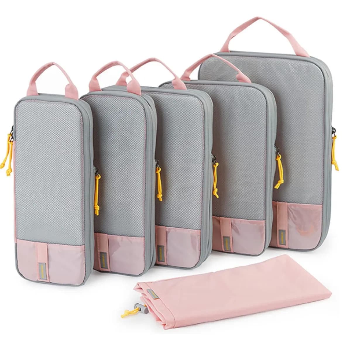 Bagsmart 6 Set Packing Cubes, Pink/gray