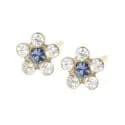 Studex Sensitive Fashion Gp Daisy Apr Crystal Sep Sapphire S6049stx Gold Plated Earrings