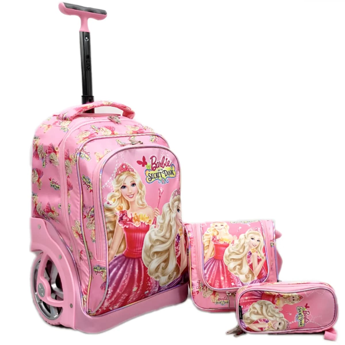 Q Line Barbie Character School Trolley Bag With Lunch Bag & Pencil Case - 3 Pieces Set (Tbql97)