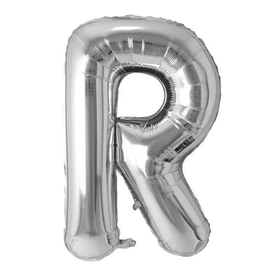 32 Inch Silver Letter R Balloon With Helium