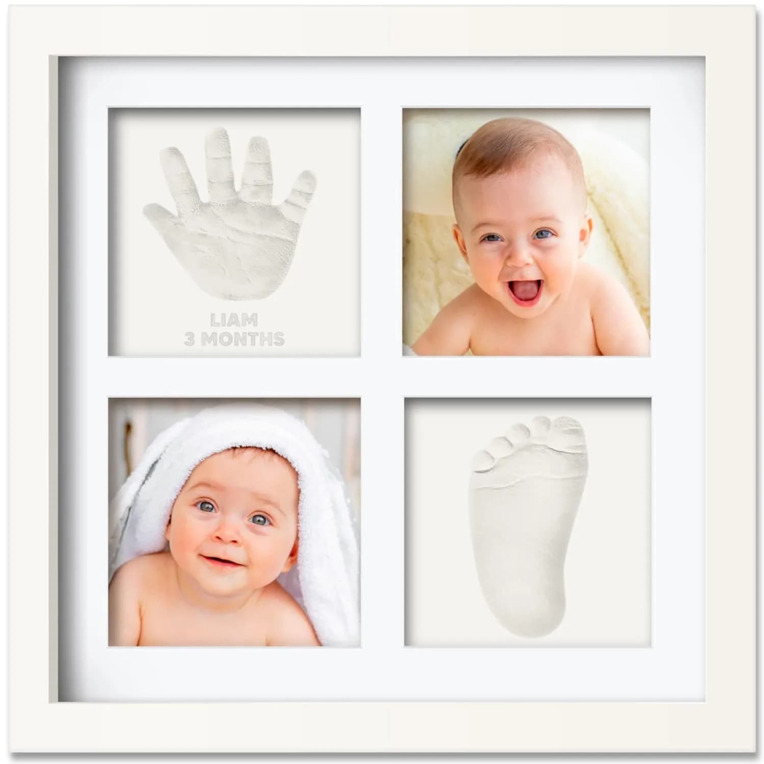 Keababies Ever Keepsake Frame Baby Hand and Footprint Kit, Alpine White