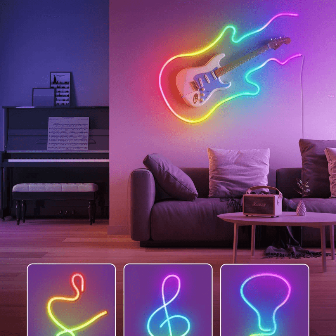 Govee RGBIC Neon Rope Light, 10ft LED Strip Lights, Music Sync, DIY Design, Works with Alexa, Google Assistant, Neon Lights for Gaming Room Living Bedroom...