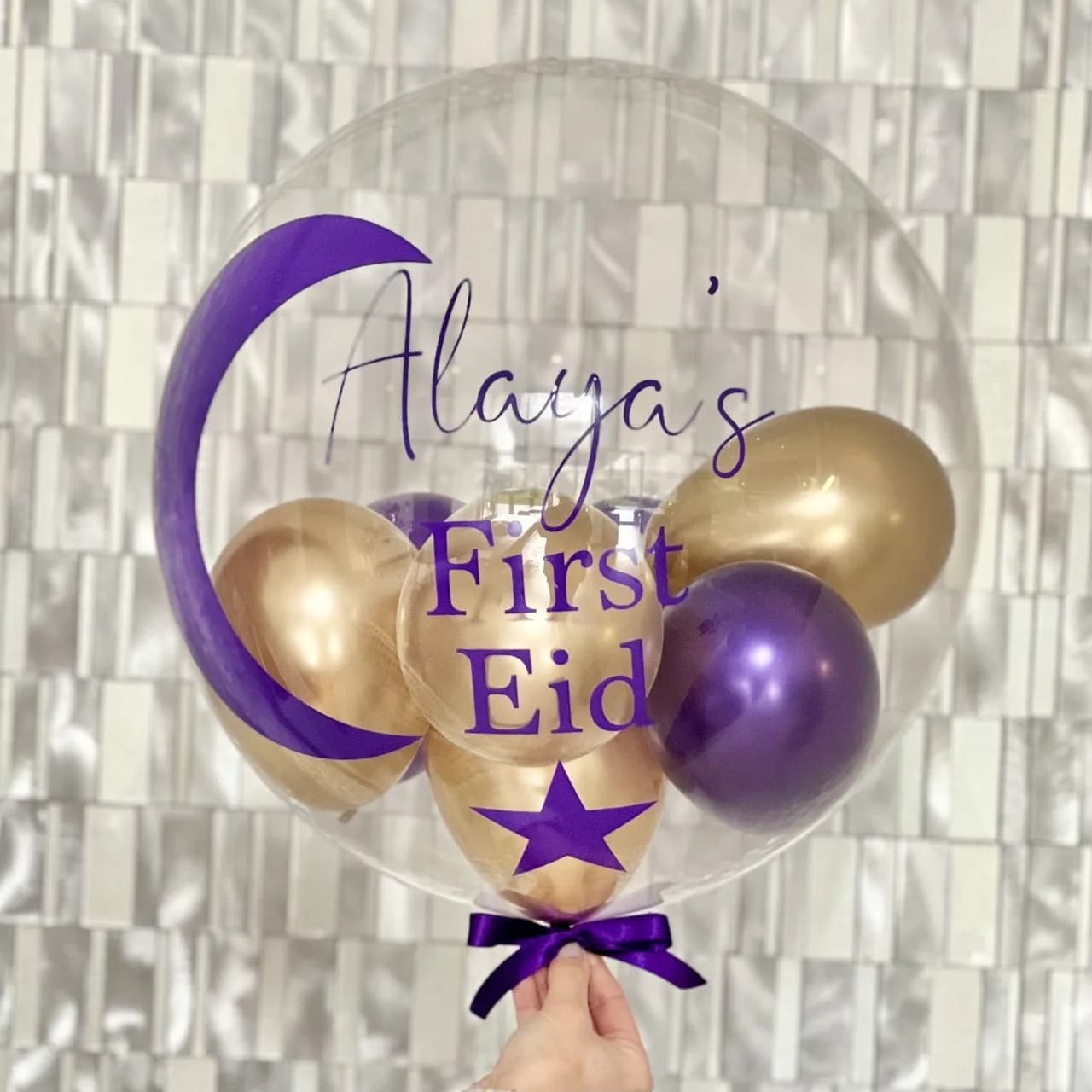 Eid Mubarak Name Stickering Bobo Balloon Filled With Helium