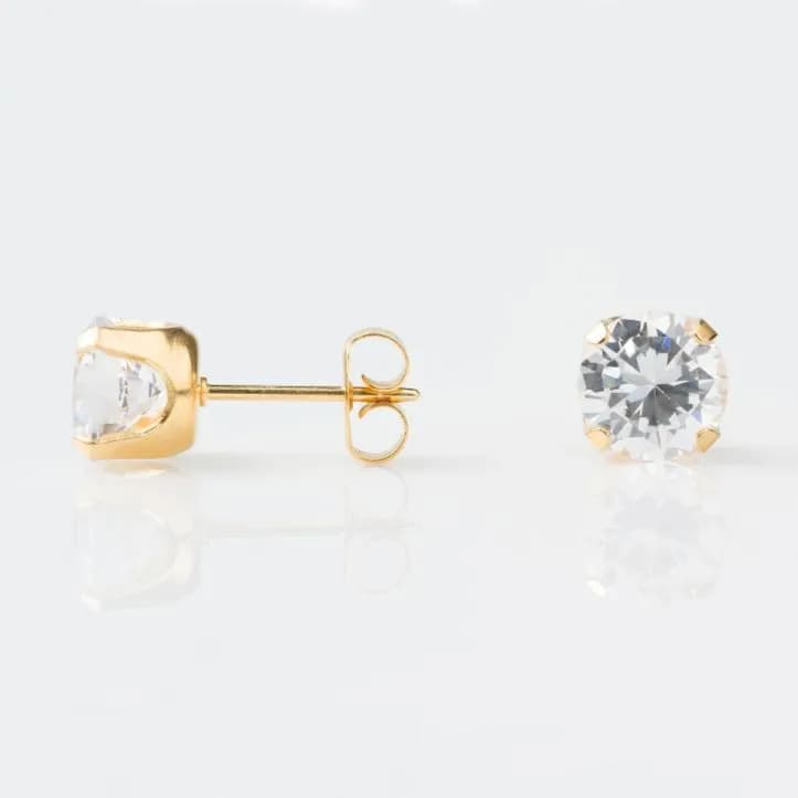 Studex Sensitive Cubic Zirconia S747stx 7mm Gold Plated Earrings