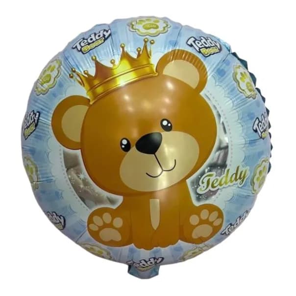 Blue Teddy Bear Rounded Helium Balloon