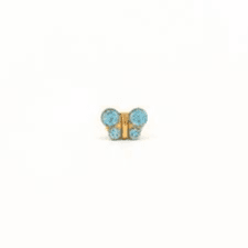 Studex Sensitive Fashion Butterfly Mar Aquamarine S2003stx Gold Plated Earrings