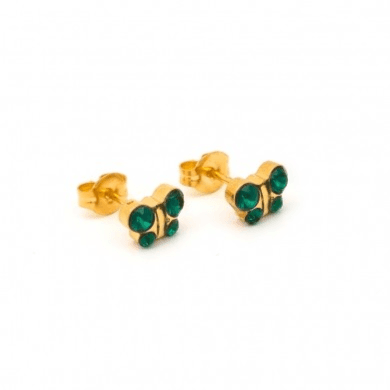Studex Sensitive Fashion Butterfly May Emerald S2005stx Gold Plated Earrings