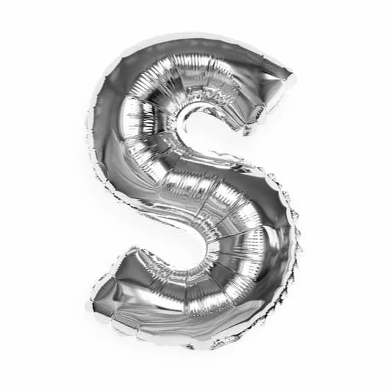 32 Inch Silver Letter S Balloon With Helium