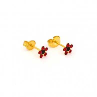 Studex Sensitive Fashion Daisy Jul Ruby Jet S6725stx Gold Plated Earrings