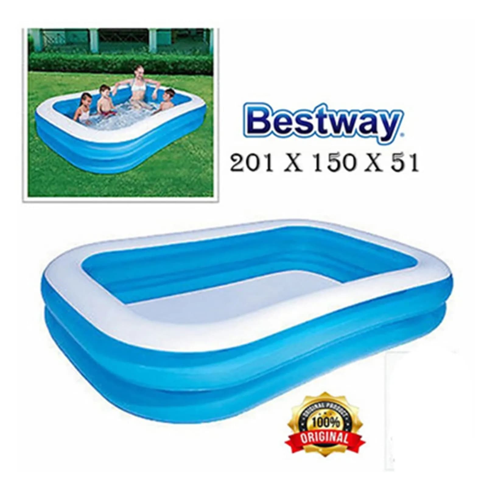 BESTWAY blue rectangular pool 201x150x51cm (Cool Summer)